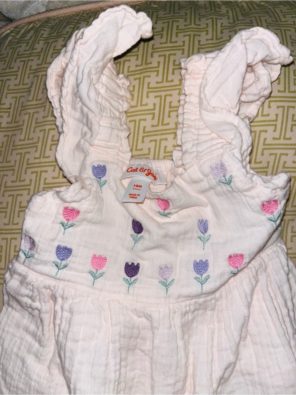 Cat & Jack Pastel Pink Tulip Embroidered Baby Dress